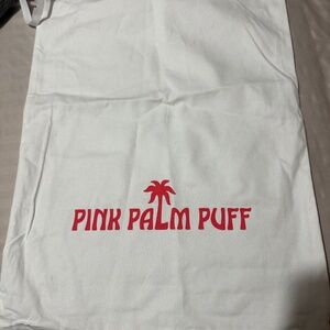 Pink palm puff regular cinch bag